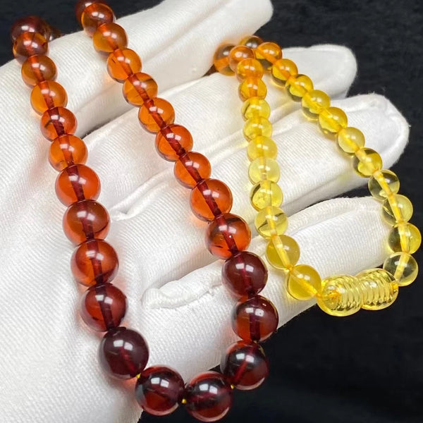 Rainbow Red Amber Bead Necklace-ToShay.org