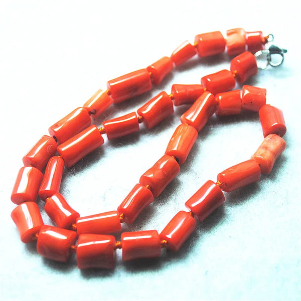 Orange Coral Drum Necklace-ToShay.org