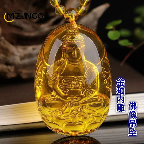 Gold Amber Buddha Pendant-ToShay.org