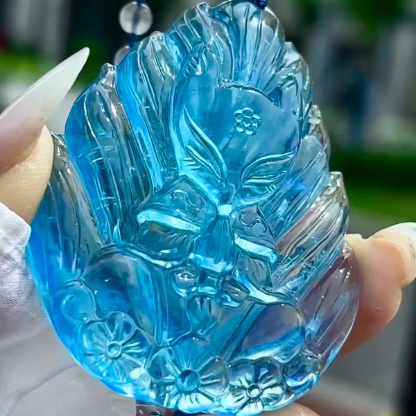 Blue Aquamarine Fox Pendant-ToShay.org