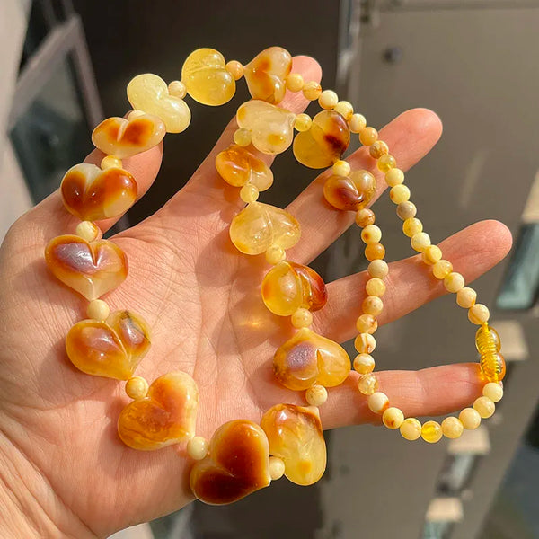 Yellow Amber Heart Bracelets-ToShay.org