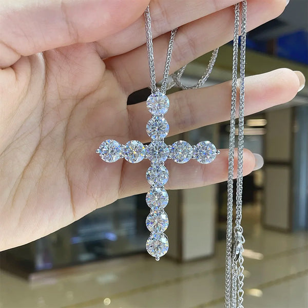 Silver Diamond Cross Pendant-ToShay.org