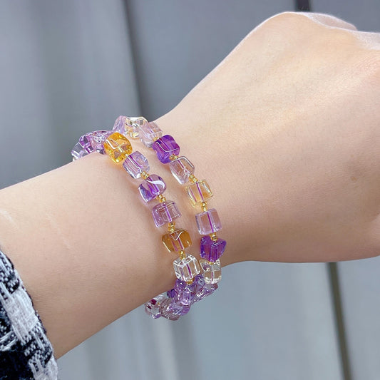 Purple Yellow Ametrine Bracelet-ToShay.org