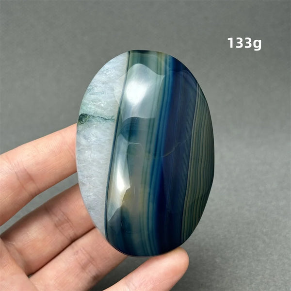 Blue Agate Palm Stone-ToShay.org