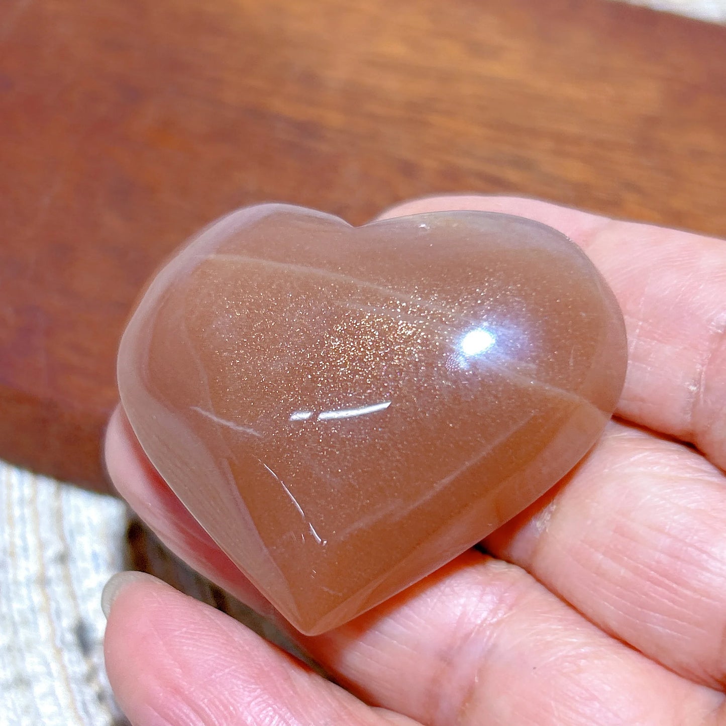 Orange Peach Moonstone Heart-ToShay.org