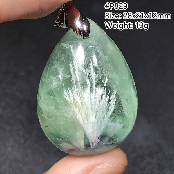 Green Feather Fluorite Pendant-ToShay.org