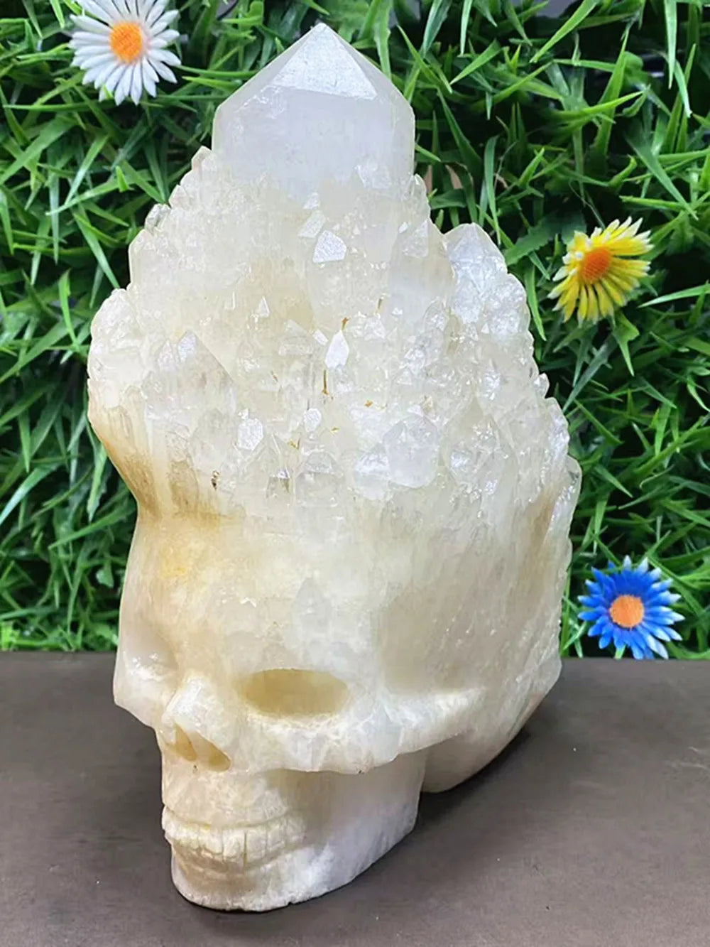 Natural quartz crystal white crystal crystal cluster hand-carved skull for home decoration as a piece of furniture-ToShay.org
