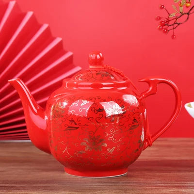 Red Porcelain Tea Set-ToShay.org