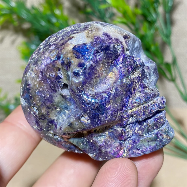 Purple Aura Sphalerite Skull-ToShay.org