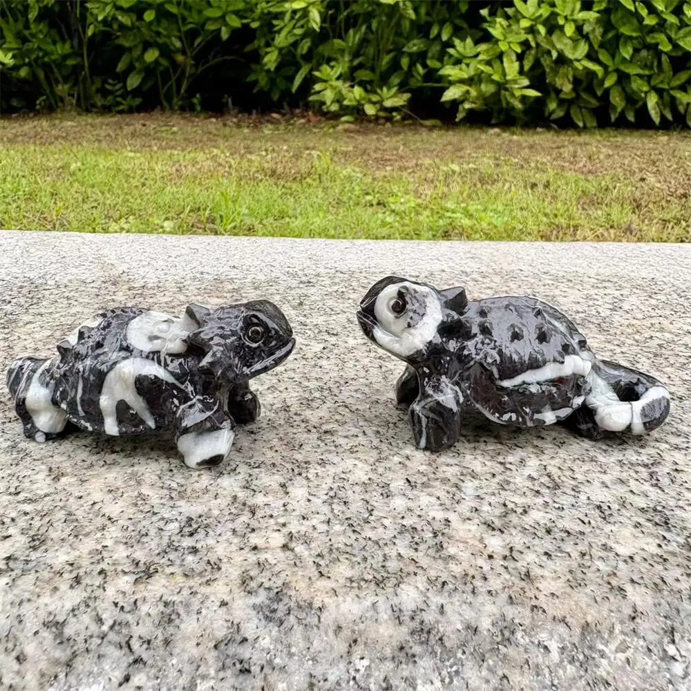 Natural ShellStone Lizard Animal Carving Energy Healing Polished Mineral Home Decor Ornament Figurine-ToShay.org