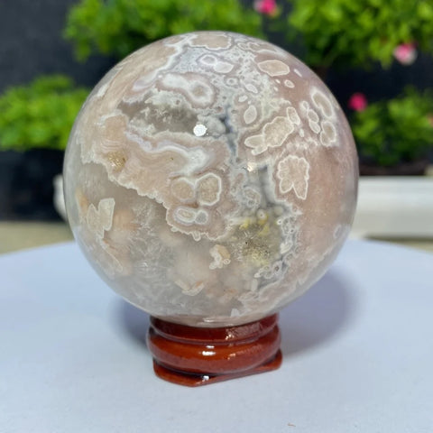 Pink Cherry Blossom Agate Ball-ToShay.org