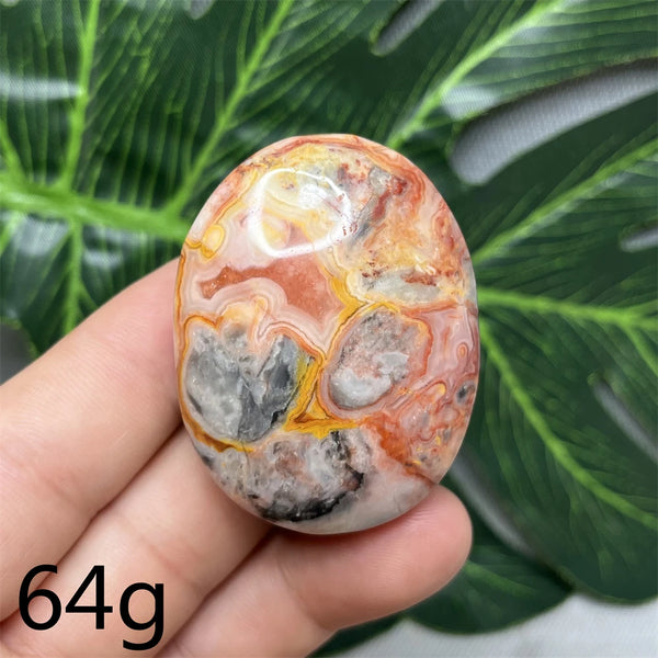 Yellow Crazy Agate Palm Stone-ToShay.org