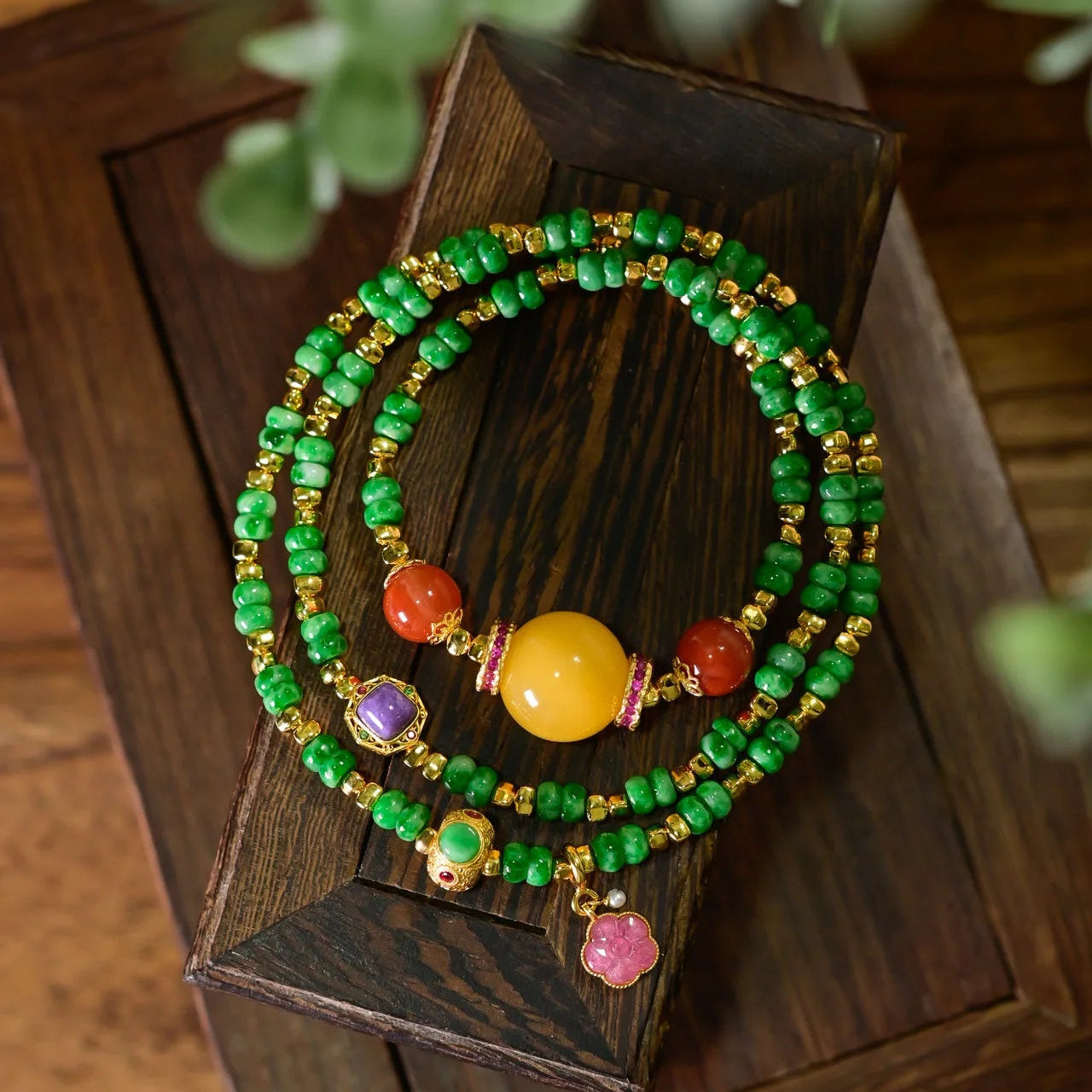 Green Jade Wrap Bracelet-ToShay.org