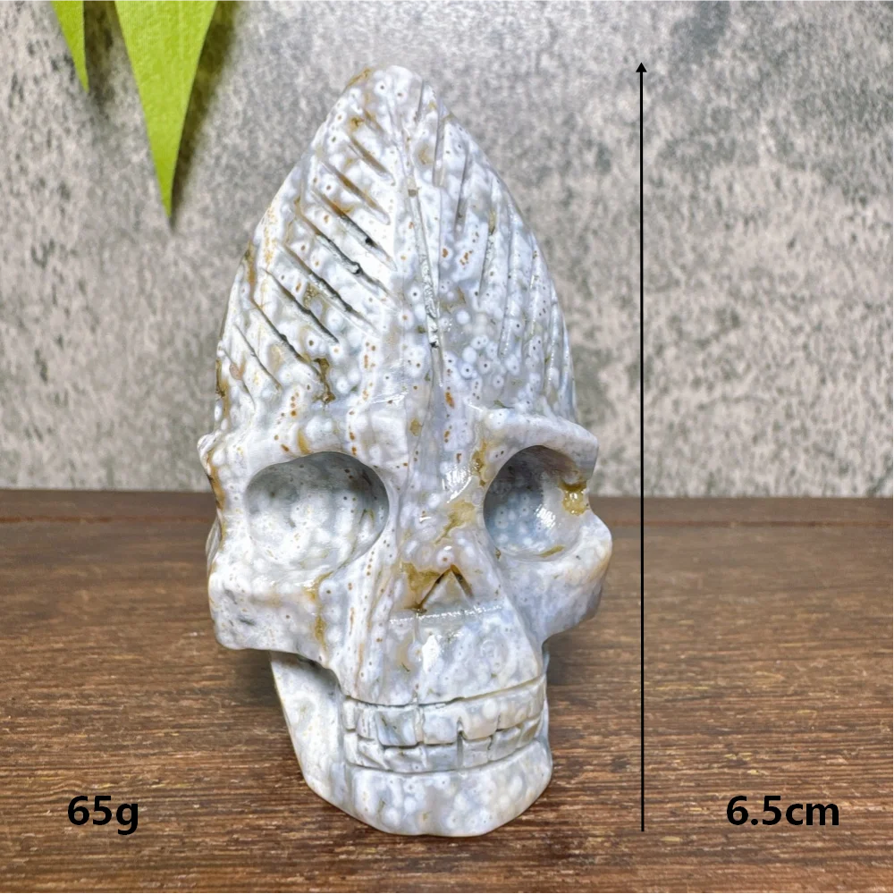Ocean Jasper Feather Skull-ToShay.org
