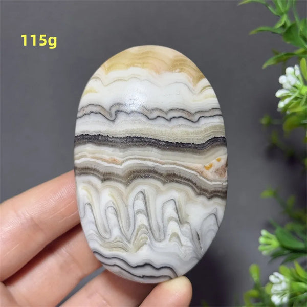 Grey Striped Calcite Palm Stone-ToShay.org