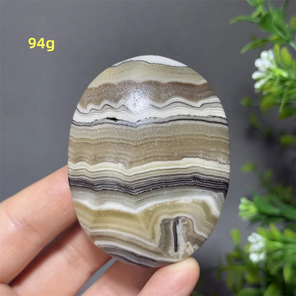Grey Striped Calcite Palm Stone-ToShay.org