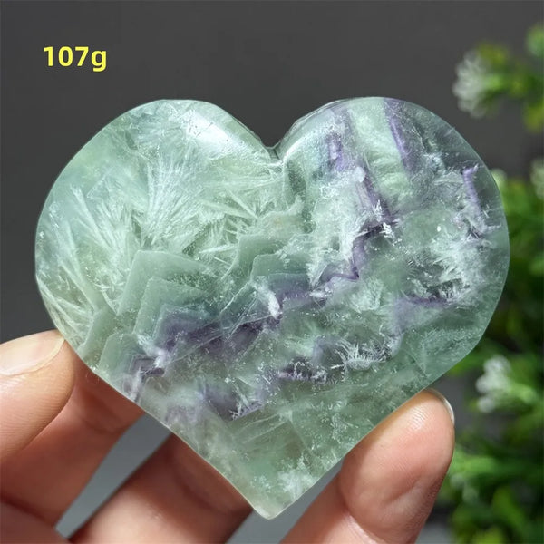 Green Feather Fluorite Heart-ToShay.org