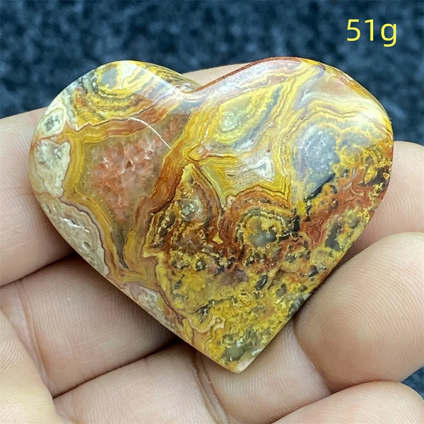 Yellow Crazy Agate Hearts-ToShay.org