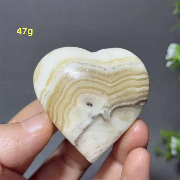 Black Yellow Stripe Calcite Heart-ToShay.org