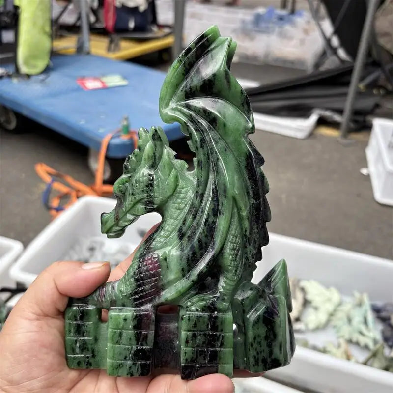 Green Ruby Zoisite Dragon-ToShay.org