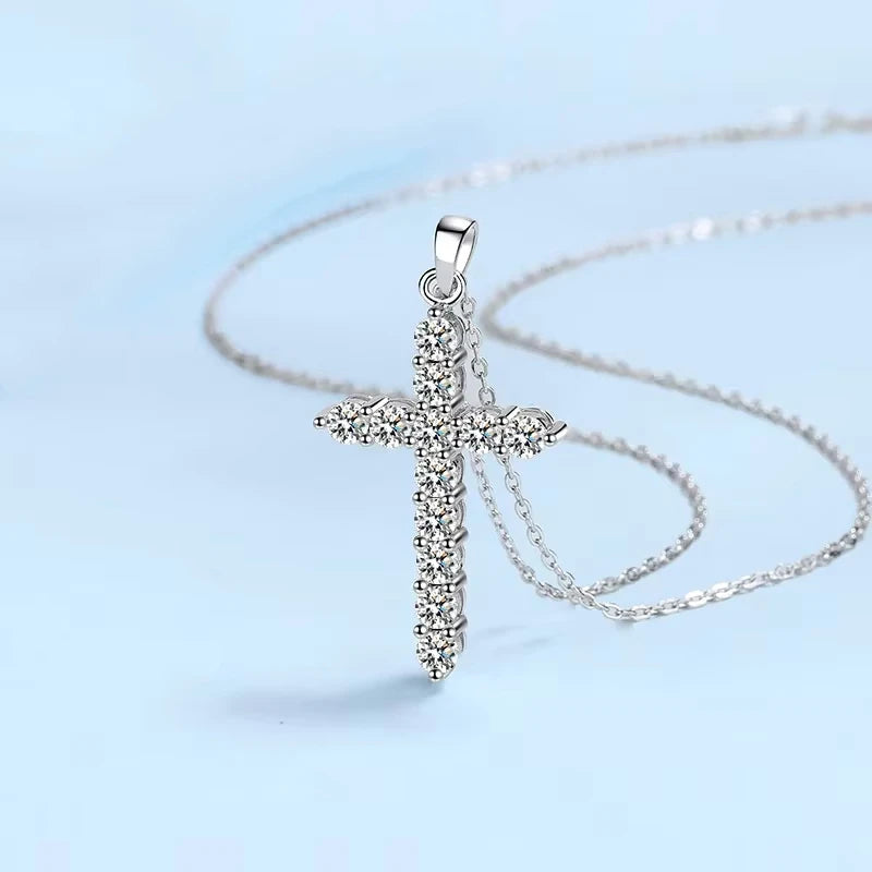 Silver Diamond Cross Necklaces-ToShay.org