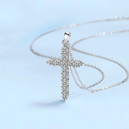 Silver Diamond Cross Pendant-ToShay.org