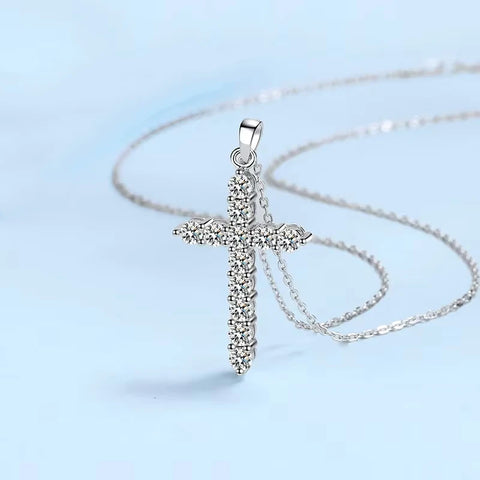 Silver Diamond Cross Pendant-ToShay.org