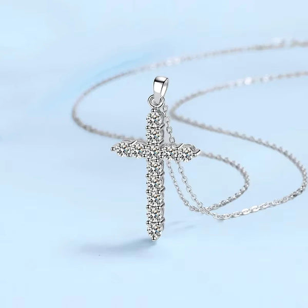 Silver Diamond Cross Necklaces-ToShay.org