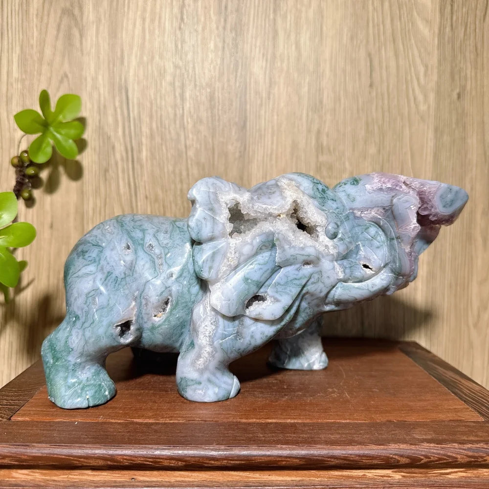 Green Moss Agate Amethyst Elephant-ToShay.org