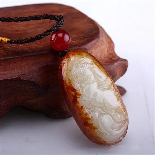 Yellow Jade Horse Pendant-ToShay.org