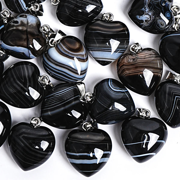 Black Striped Agate Hearts-ToShay.org