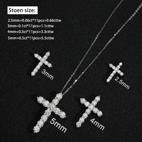 Silver Diamond Cross Necklace-ToShay.org