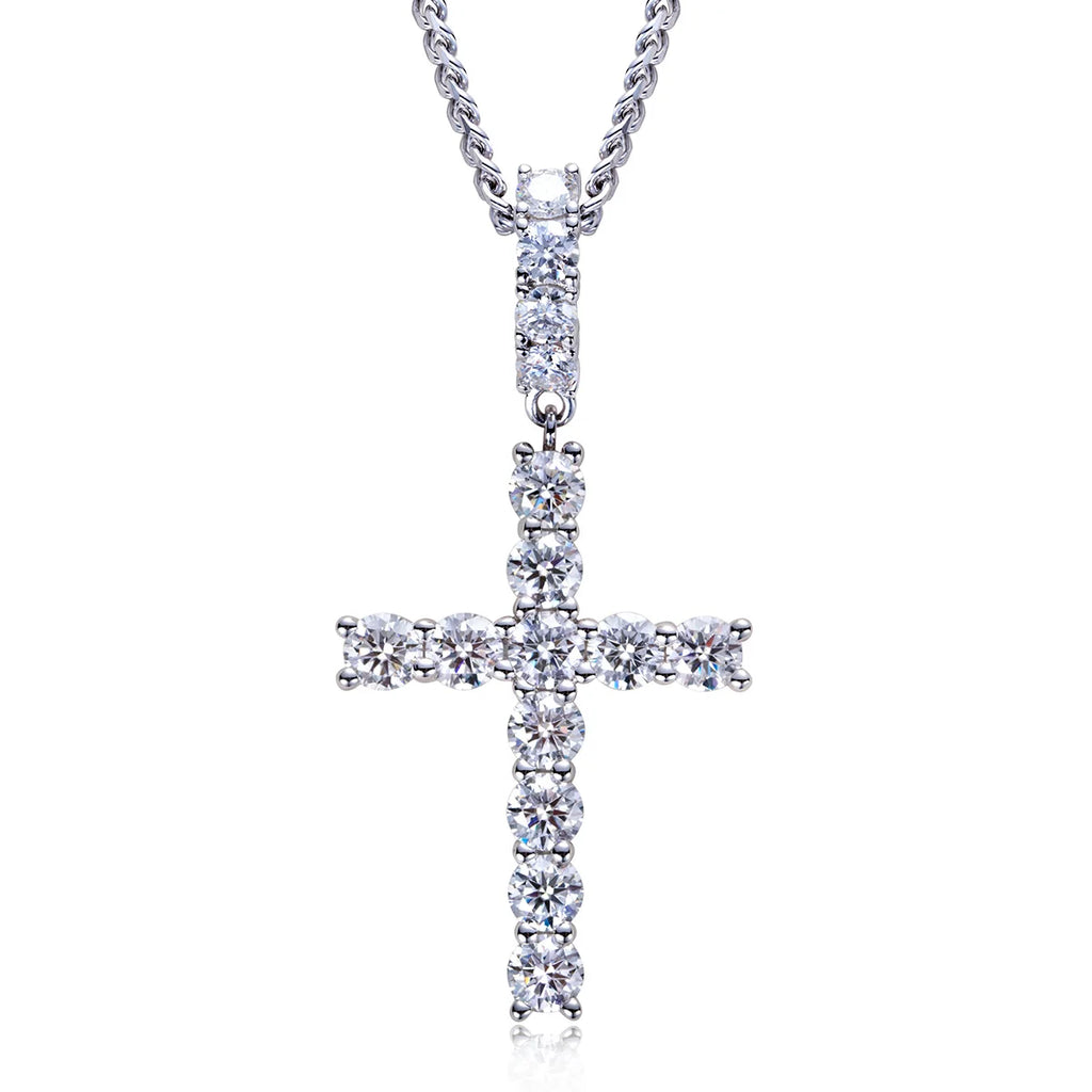Silver Diamond Cross Pendant-ToShay.org