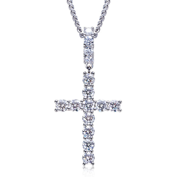 Silver Diamond Cross Pendant-ToShay.org