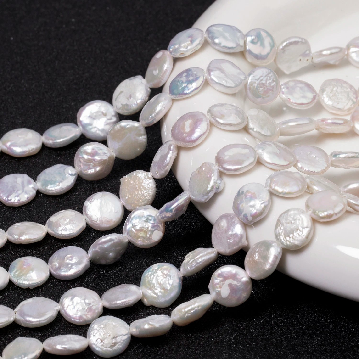 White Pearl Coin Beads-ToShay.org