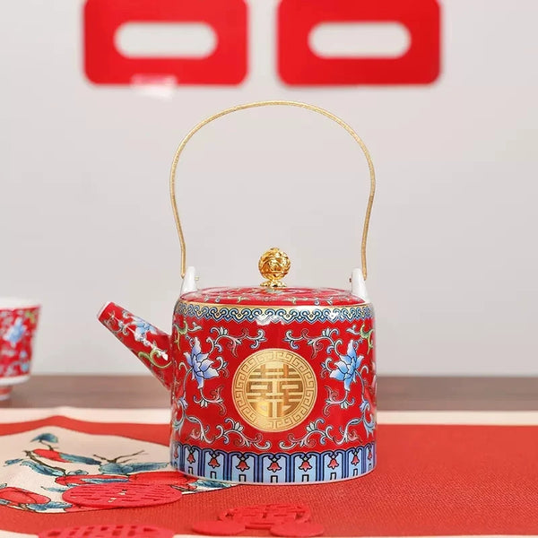 Red Enamel Tea Set-ToShay.org