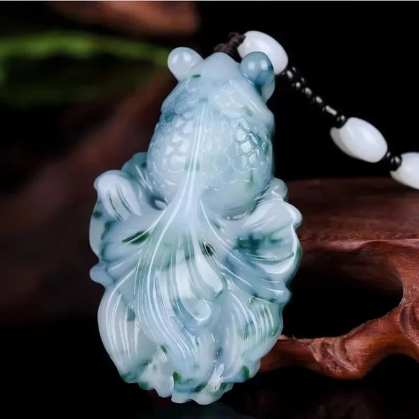 Blue Jade Goldfish Pendant-ToShay.org