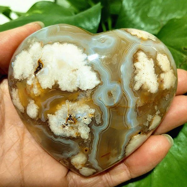 Pink Cherry Blossom Agate Heart-ToShay.org