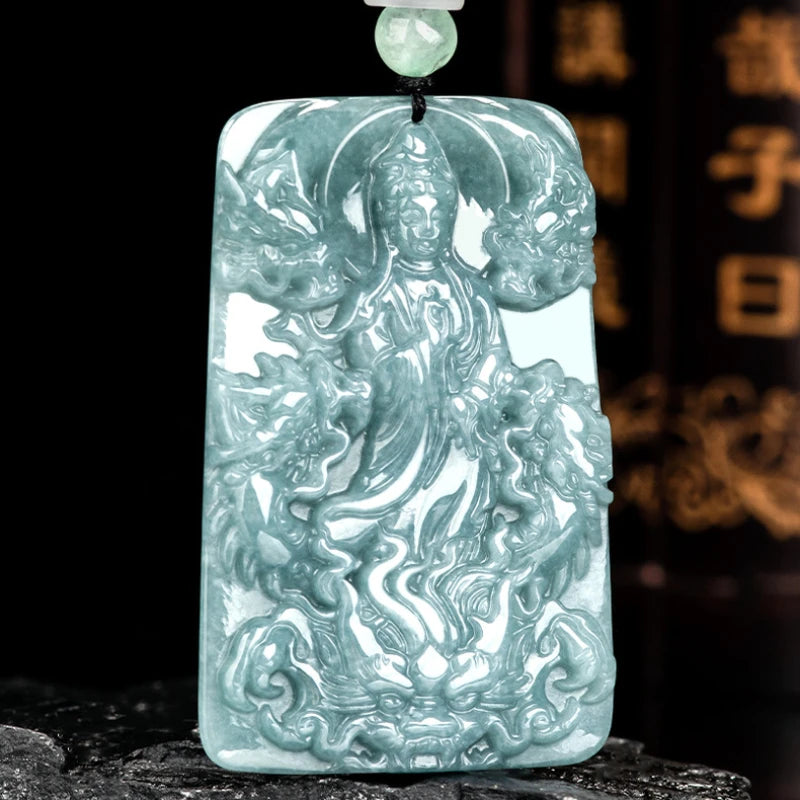 Blue Jade Guanyin Pendant-ToShay.org