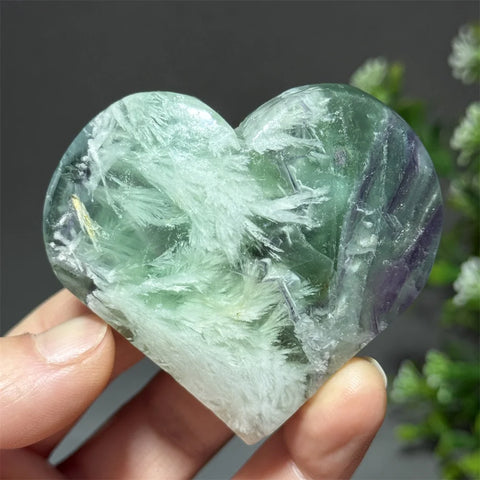 Green Feather Fluorite Heart-ToShay.org
