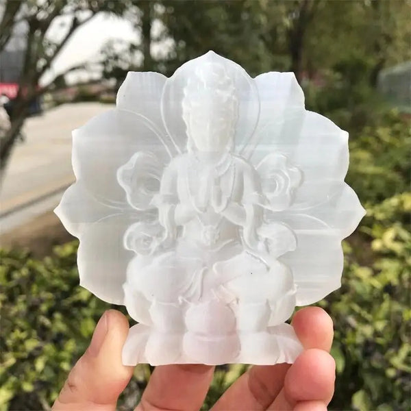 Crystal Selenite Guanyin Buddha-ToShay.org