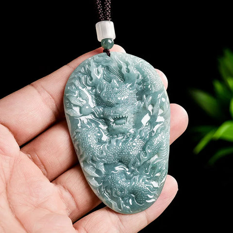 Blue Jadeite Dragon Pendant-ToShay.org