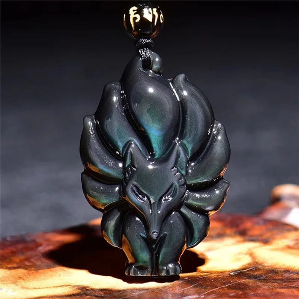 Rainbow Obsidian Fox Pendant-ToShay.org