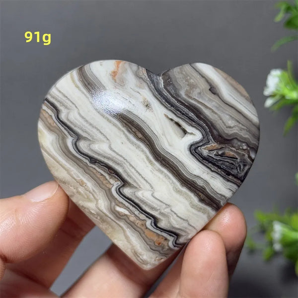 Black Yellow Stripe Calcite Heart-ToShay.org