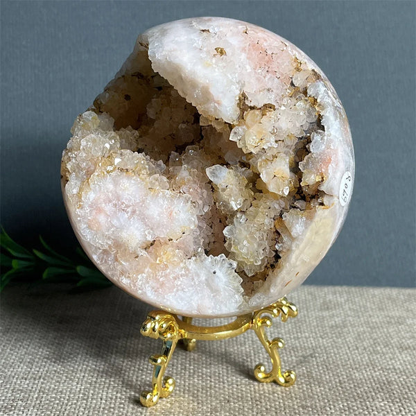 Pink Flower Agate Druzy Ball-ToShay.org