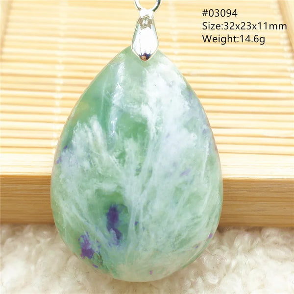 Green Feather Fluorite Pendant-ToShay.org