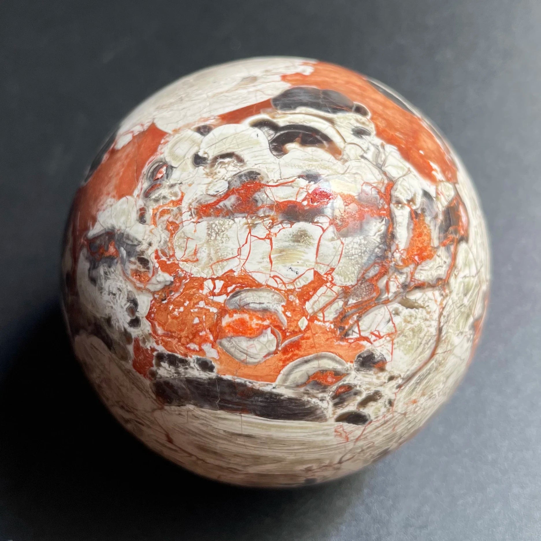 Orange Crazy Agate Ball-ToShay.org