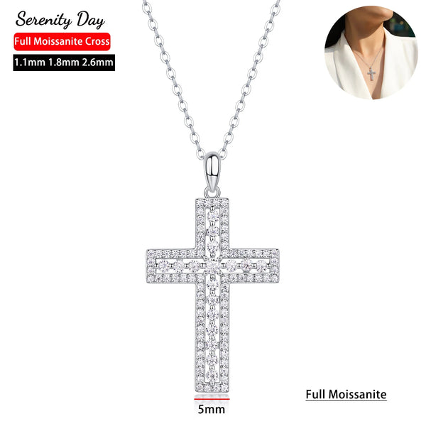 Silver Crystal Cross Necklace-ToShay.org