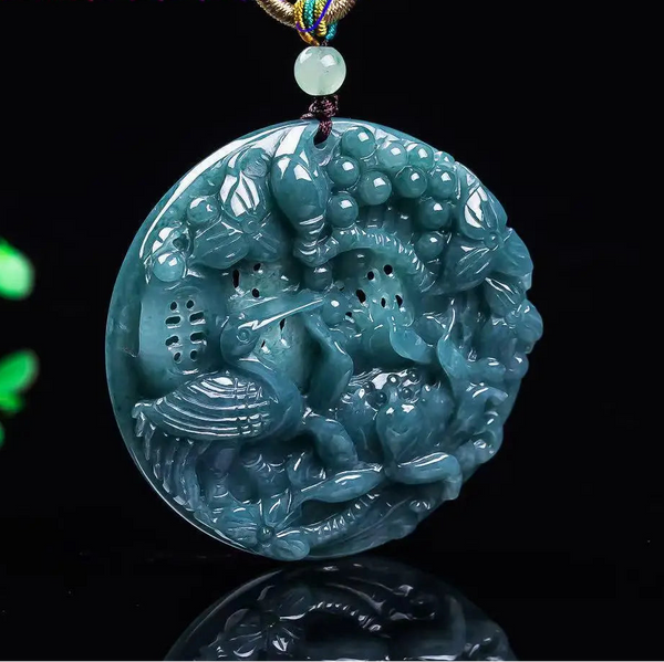 Green Jadeite Lotus Pendant-ToShay.org