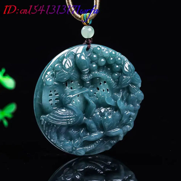 Blue Jadeite Lotus Pendant-ToShay.org